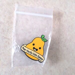 4/$20 cute yellow pear fruit enamel pin.